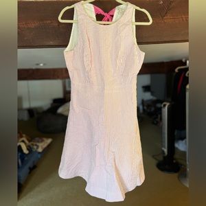 J Crew Pink Seersucker fit and flare dress with back bow